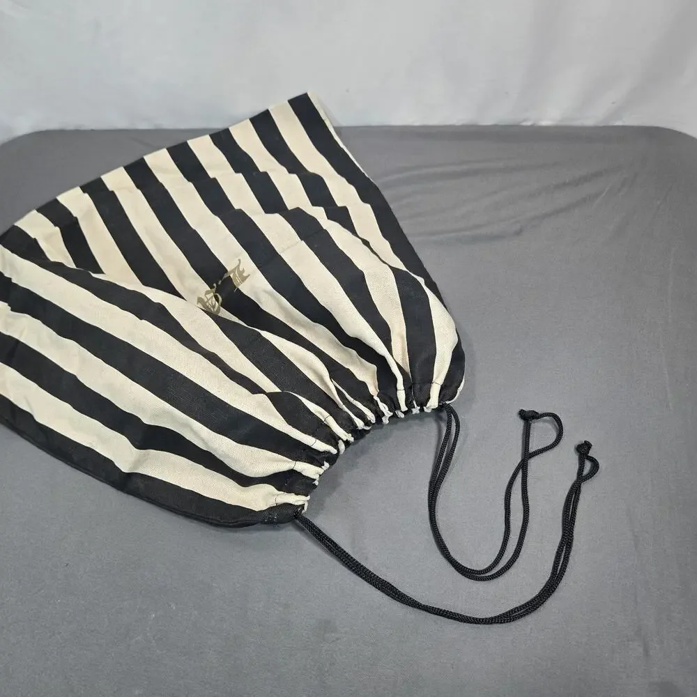 LAMB Gwen Stefani Black White Stripe Drawstring Dust Bag Canvas 18x20